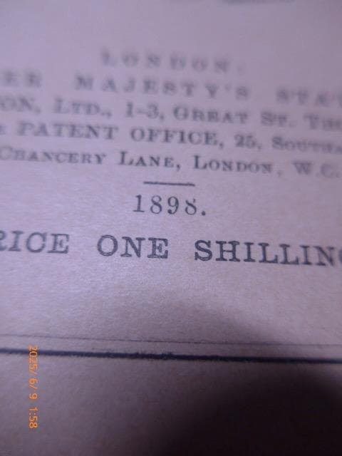 英文　英国の特許と出願・1889−1892 　特許イラストが満載　海外で7万