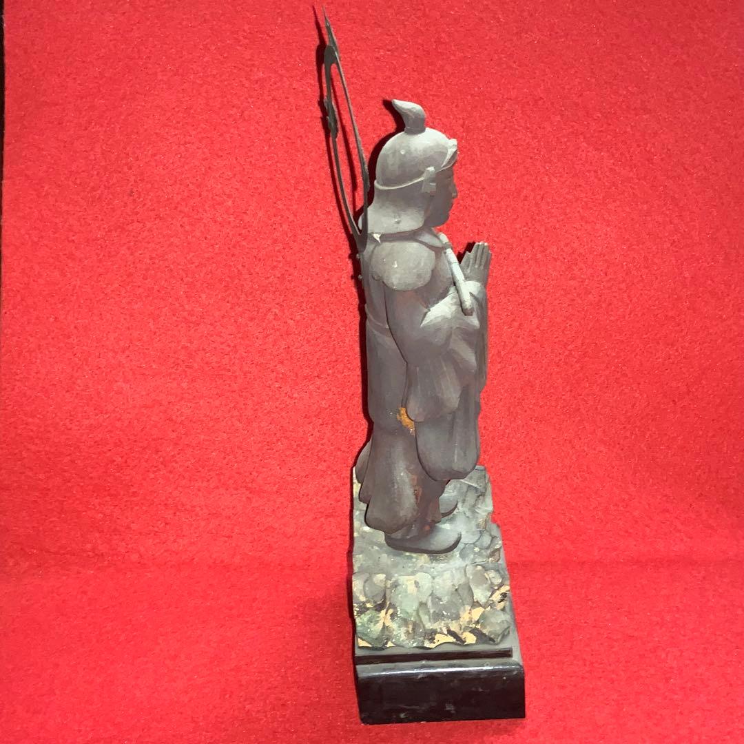 2326時代不明古い仏像⬛️韋駄天/勝負運⬛️木像木造置物御守お守り