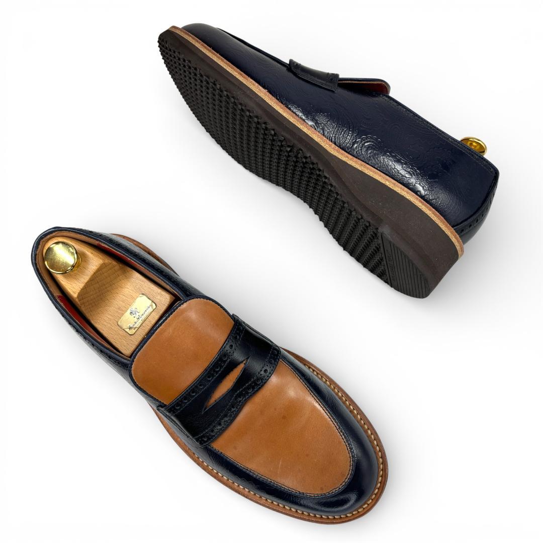 こ*9様 希少 RJB コードバン ローファー 9 27cm フラットヘッド 紺