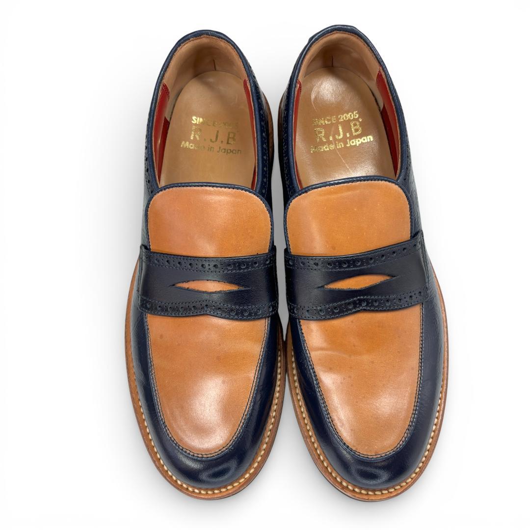 こ*9様 希少 RJB コードバン ローファー 9 27cm フラットヘッド 紺