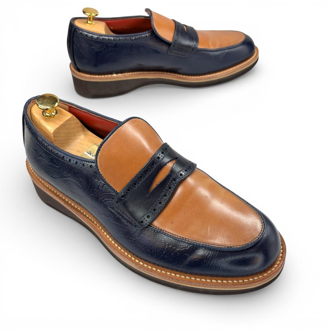 こ*9様 希少 RJB コードバン ローファー 9 27cm フラットヘッド 紺