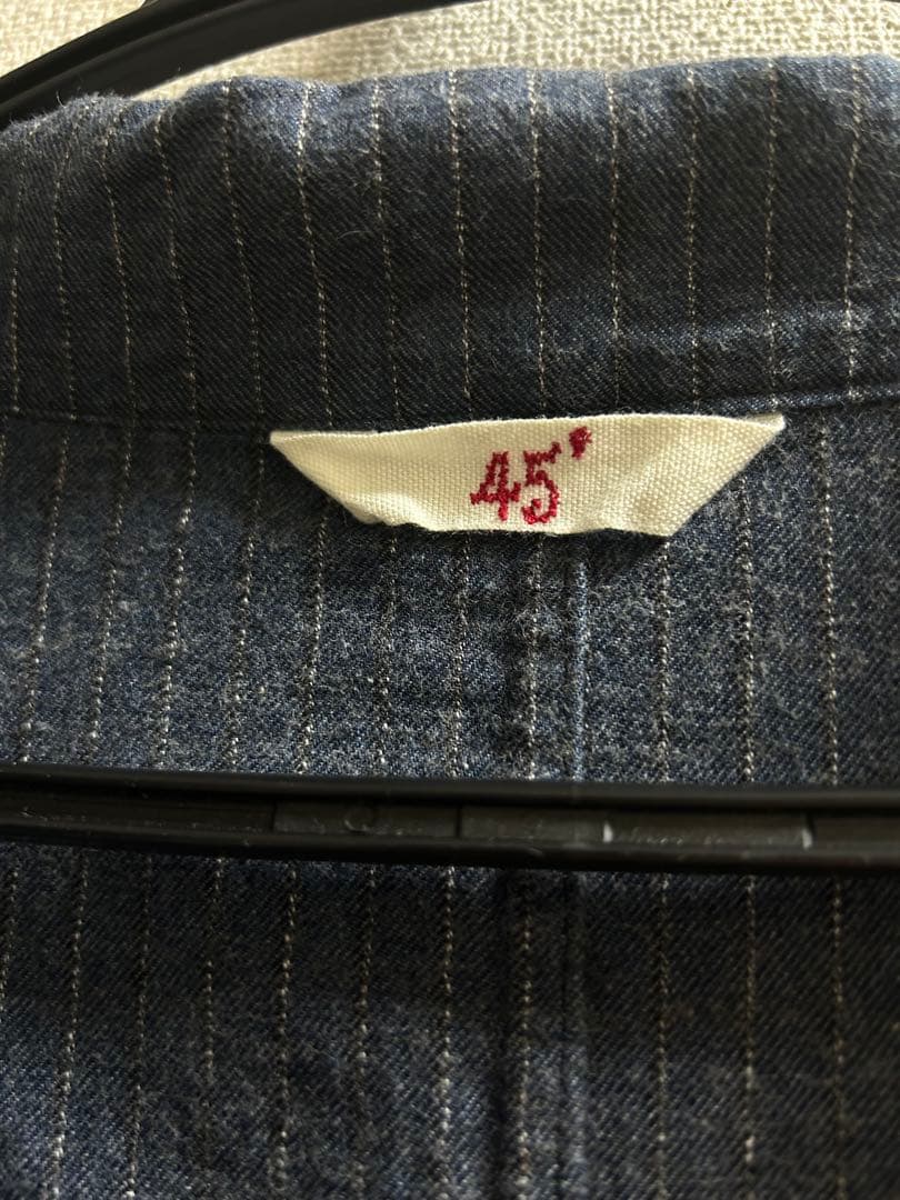 美品45rpm ワンピースコート　インディゴストライプ　サイズ2 ベルト付き