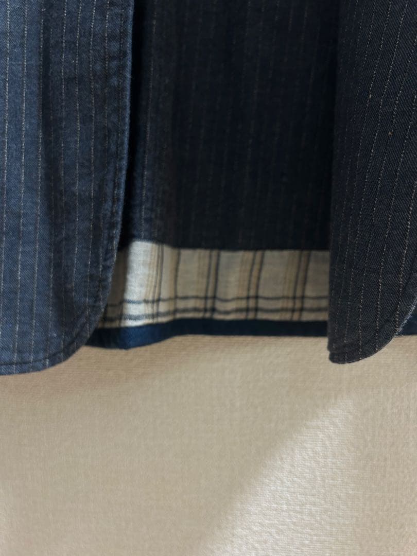 美品45rpm ワンピースコート　インディゴストライプ　サイズ2 ベルト付き