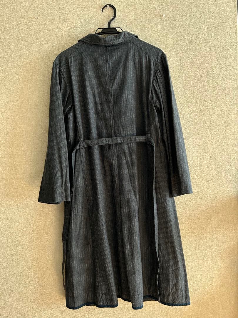 美品45rpm ワンピースコート　インディゴストライプ　サイズ2 ベルト付き