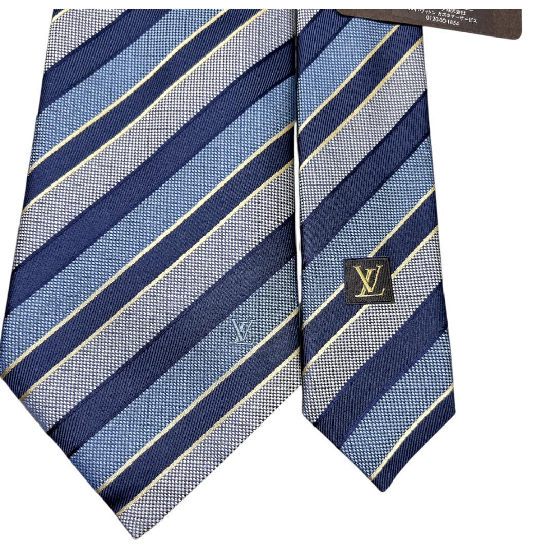 未使用　箱あり　ヴィトン ネクタイ 青　ストライプ 高級　ビジネス プレゼント