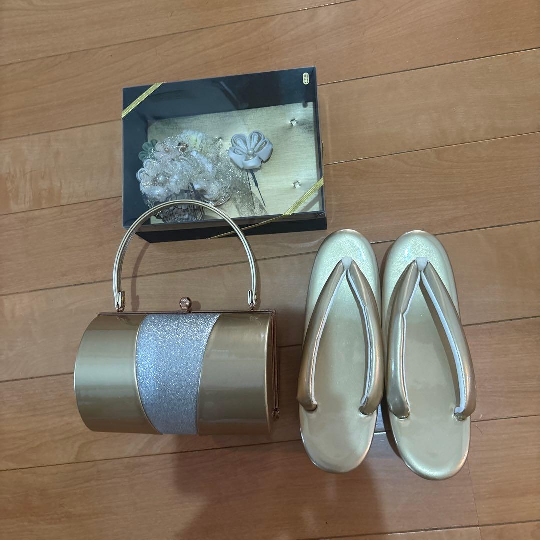 成人式　バック　草履　髪飾り