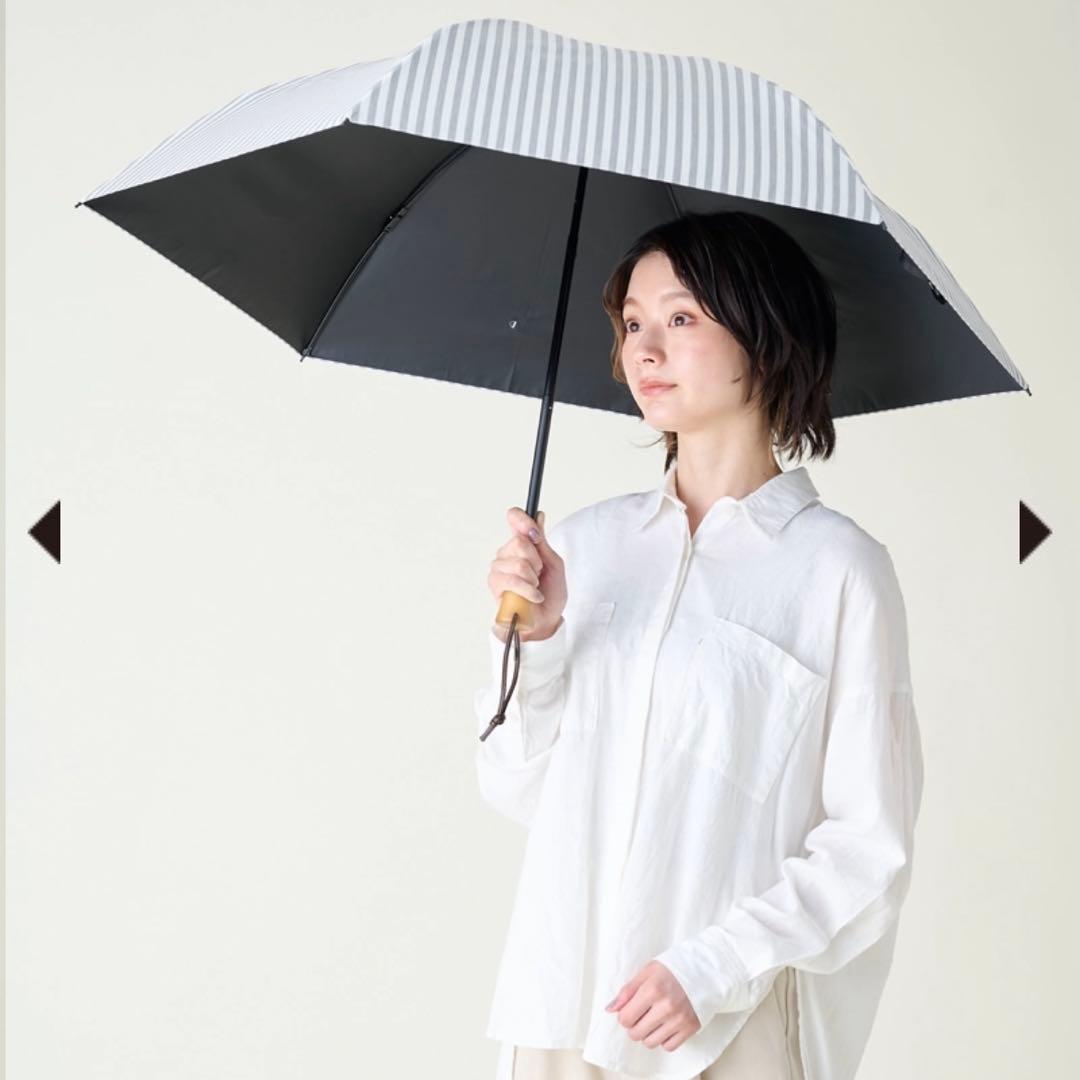 サンバリア100 ３段折 ストライプグレー