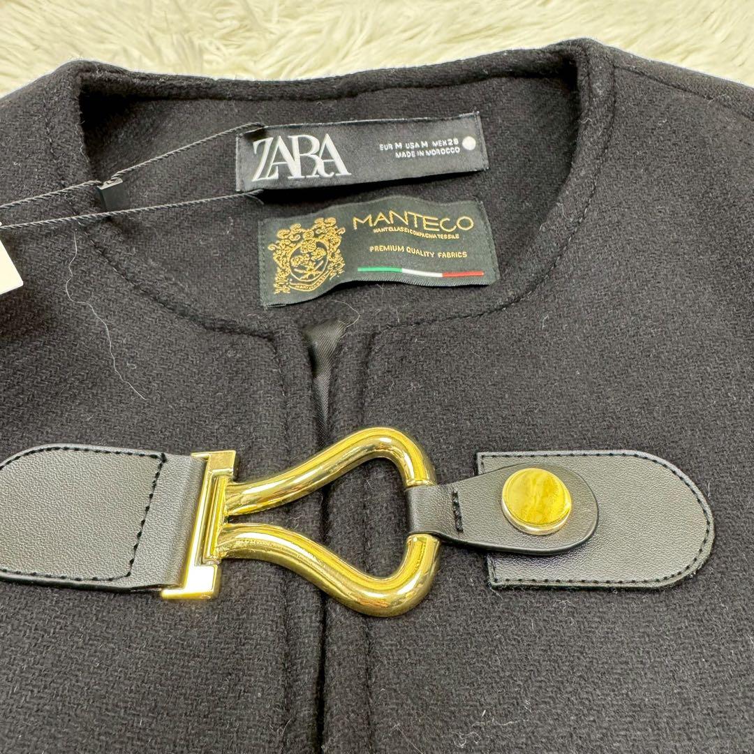 新品✨ ZARA MANTECOポンチョケープコートゴールド金具 完売ラムウール