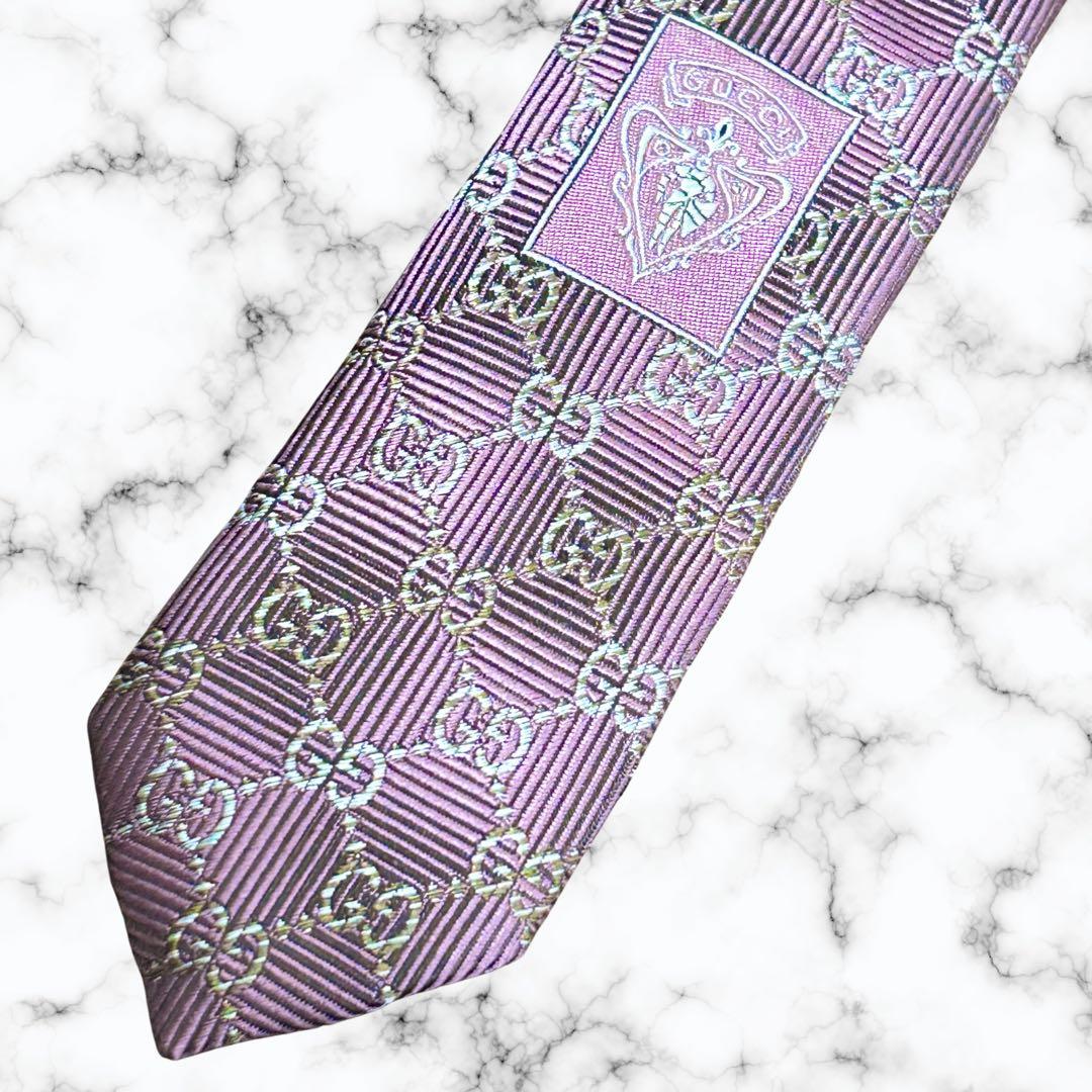 箱付き　GUCCI グッチ　ネクタイ　GGマーモント　GG柄　ジャガード　光沢