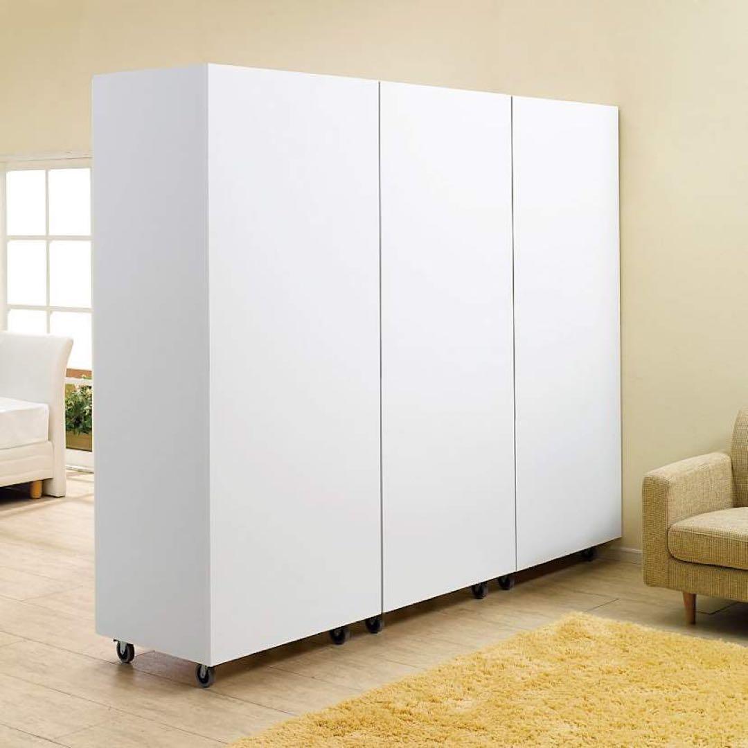 dinos可動式間仕切りミラークローゼット白ハンガ1段タイプ