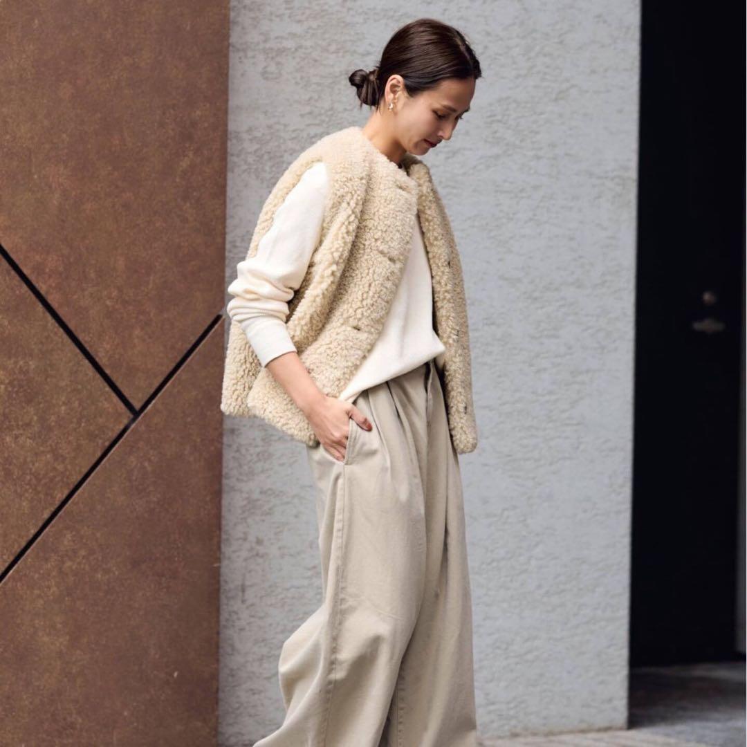 FRAMeWORK フェイクファーベスト ベージュ