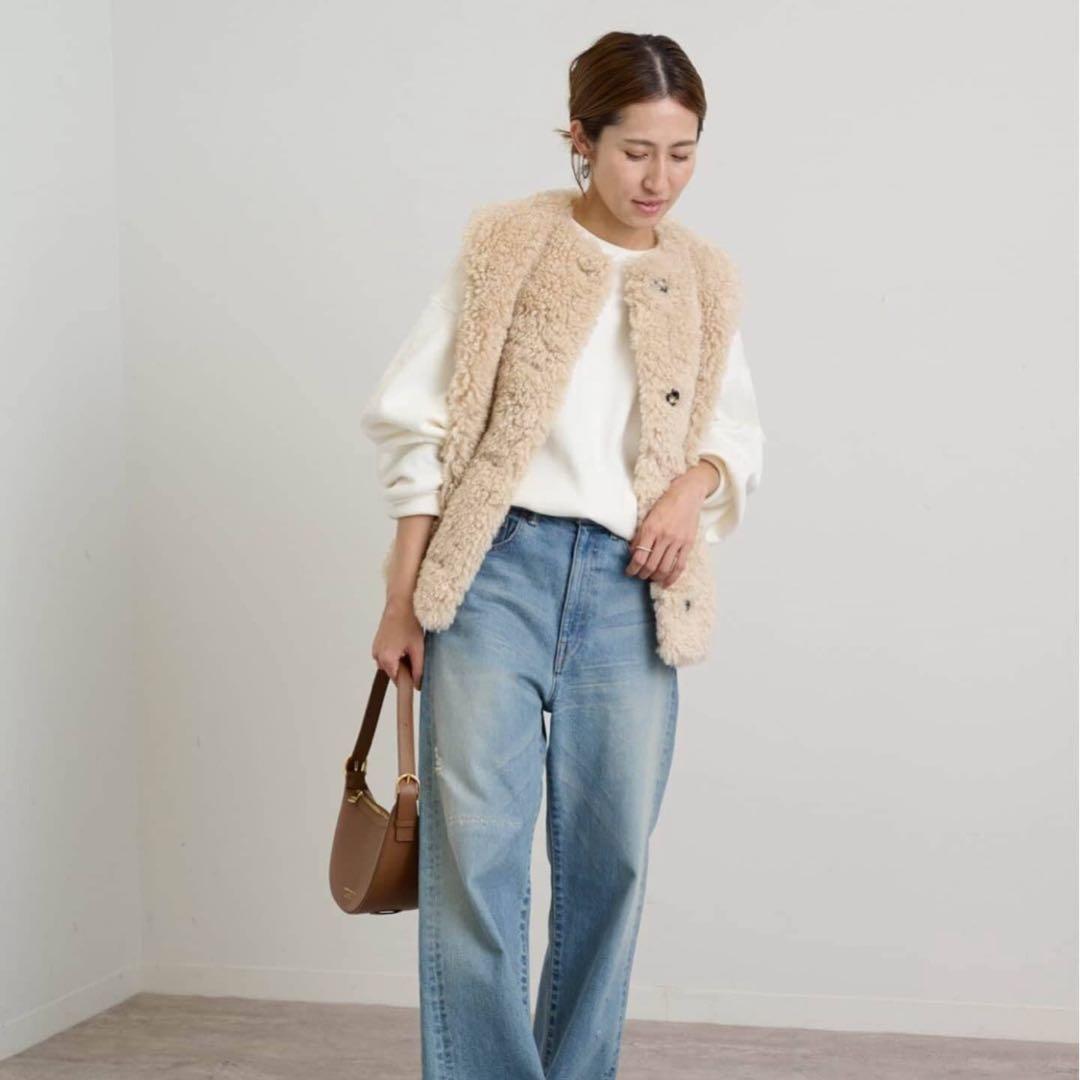 FRAMeWORK フェイクファーベスト ベージュ