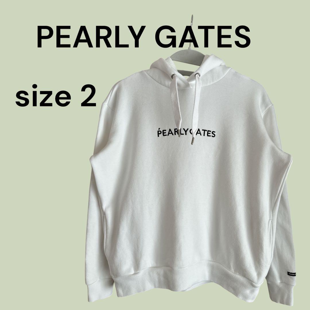 パーリーゲイツ レディース 裏起毛オーバーサイズ 白パーカーサイズ2 美品ゴルフ