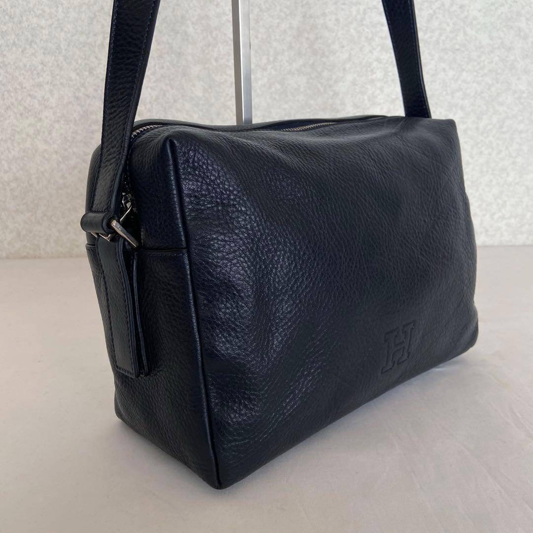 極美品✨ヒロフ ヴィータ レザーショルダーバッグ M 完売品 2way 濃紺