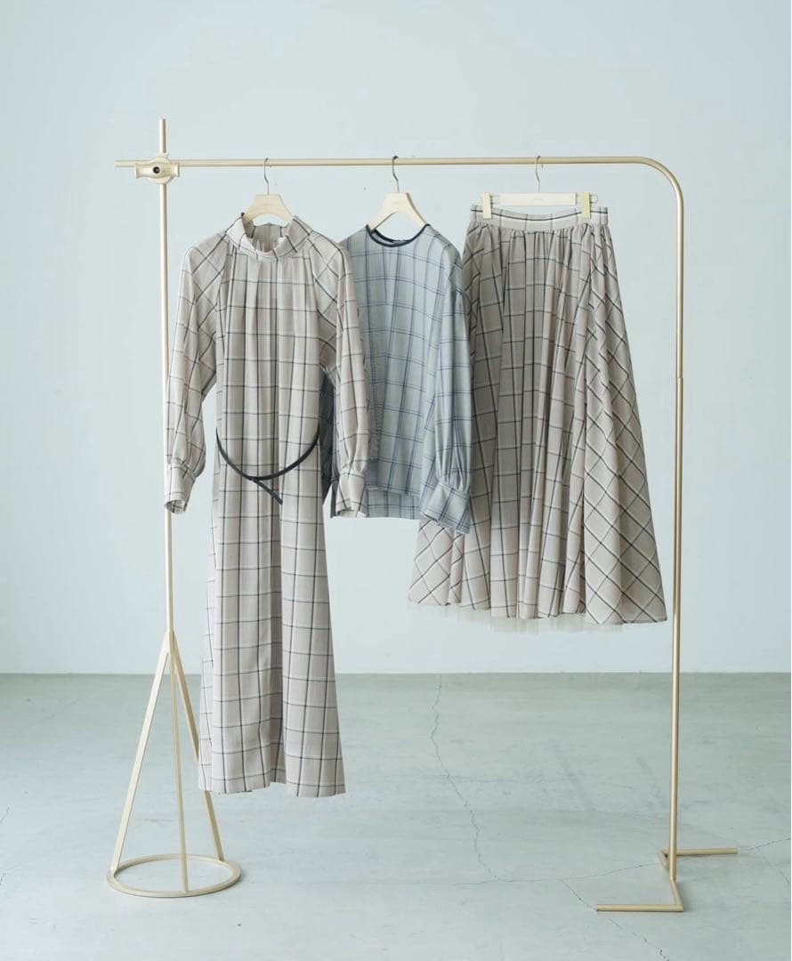 ebure 83,600円23AWクリアチェックハイネックベルト付きワンピース