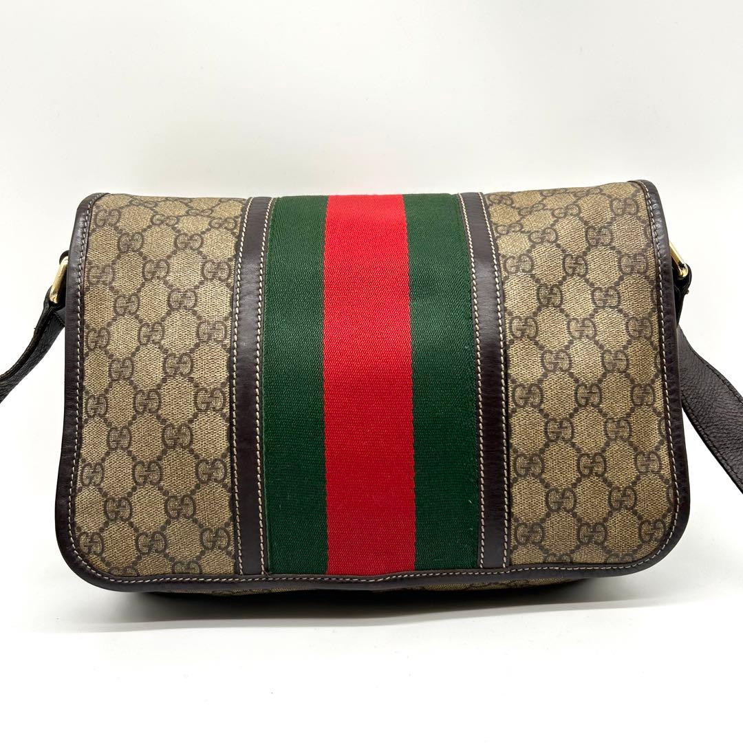 極美品 グッチ ショルダーバッグ シェリーライン GGスプリーム PVC レザー