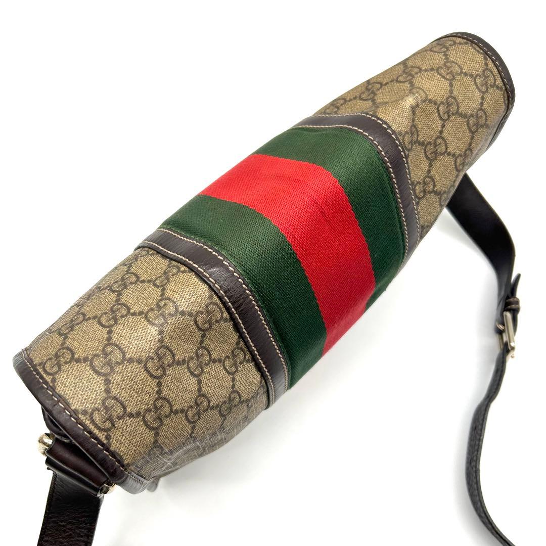 極美品 グッチ ショルダーバッグ シェリーライン GGスプリーム PVC レザー