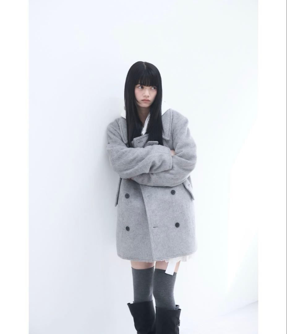 Smyeon Middle shaggy coat/ミドルシャギーコート　グレー