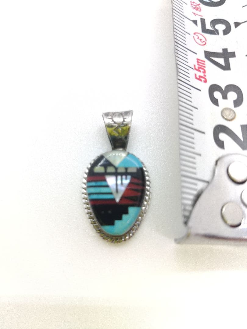 インディアンジュエリー　シルバー　ヘッド　インレイ