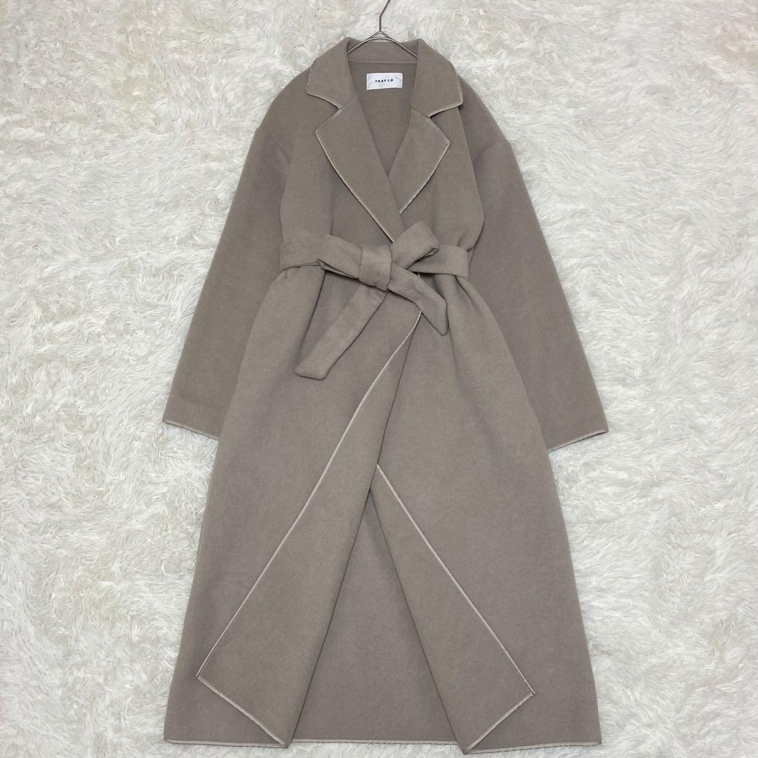 【極美品】FRAY I.D ウール混 ロング ガウンコート ベルト付き