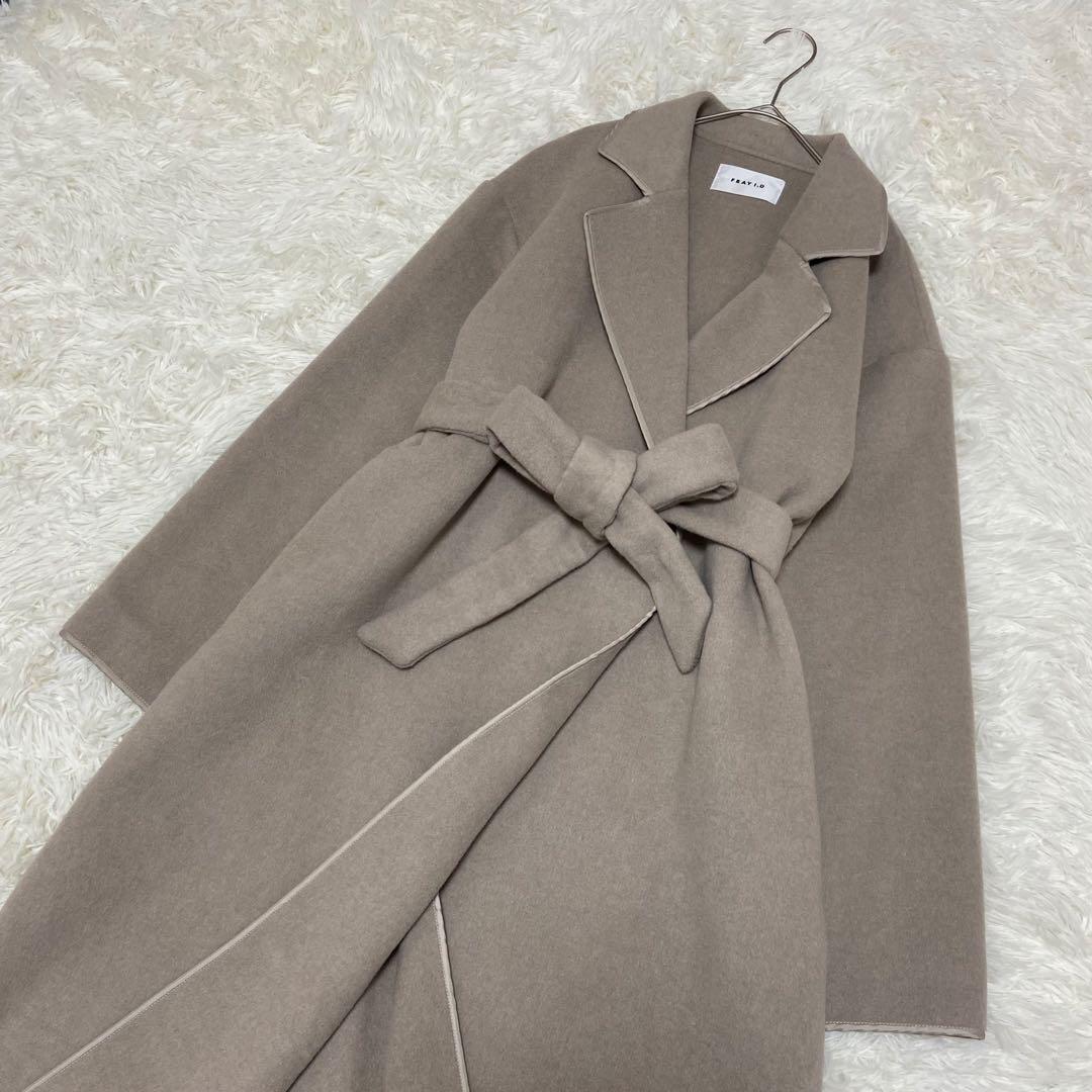 【極美品】FRAY I.D ウール混 ロング ガウンコート ベルト付き