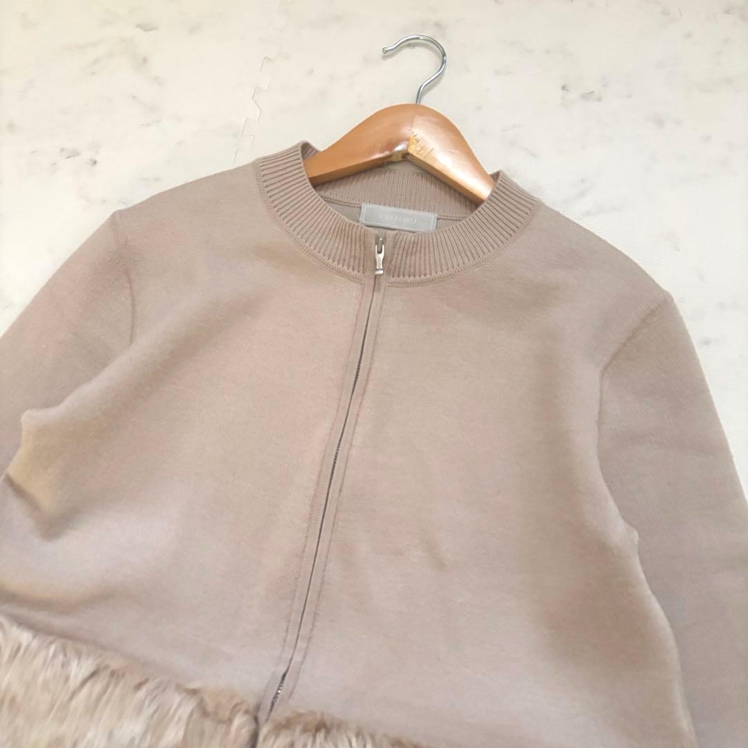 美品✨CELFORD エコファーコンビニットジャケット M ノーカラー ベージュ
