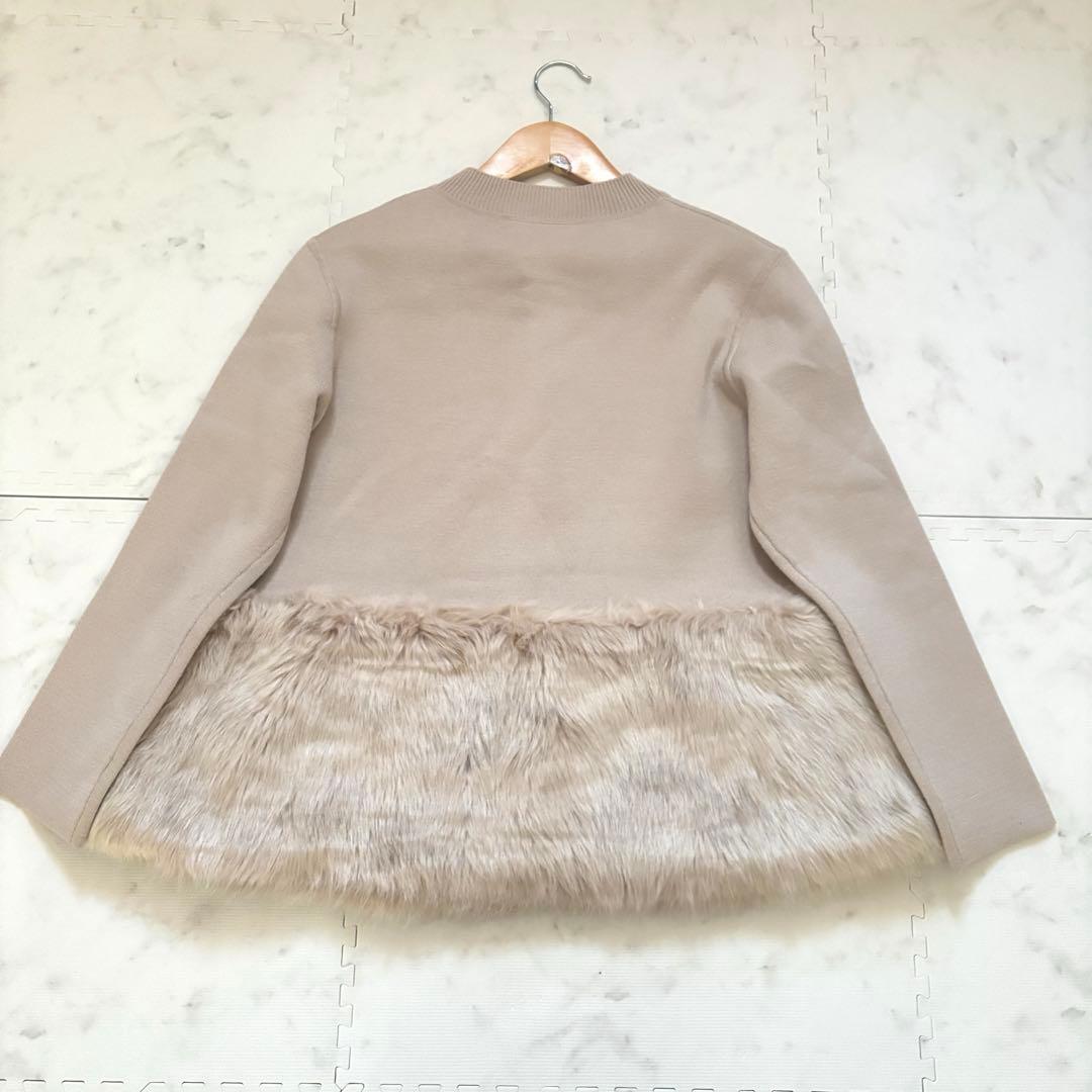 美品✨CELFORD エコファーコンビニットジャケット M ノーカラー ベージュ