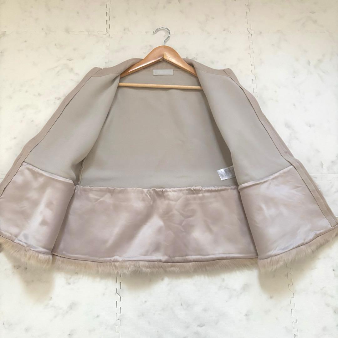 美品✨CELFORD エコファーコンビニットジャケット M ノーカラー ベージュ