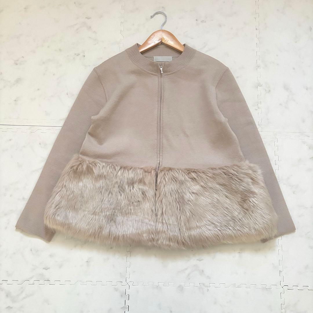 美品✨CELFORD エコファーコンビニットジャケット M ノーカラー ベージュ