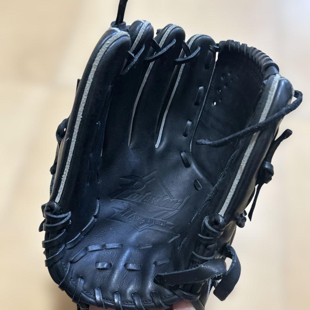 Mizuno 黒 軟式グローブ レザー製　左用