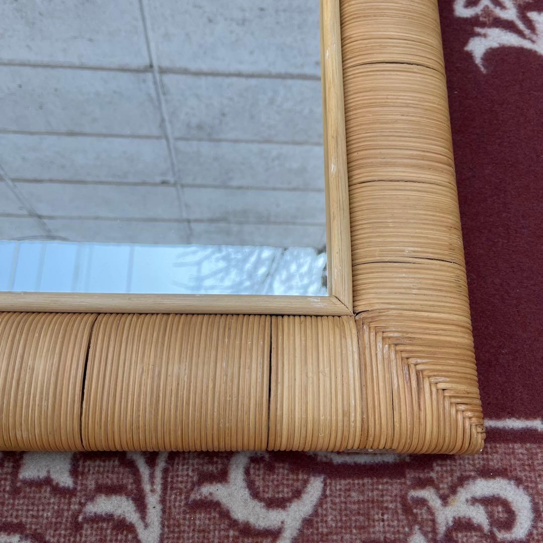 ナチュラル天然素材◾️籐ラタンフレーム 壁掛けミラー ウォールミラー 鏡
