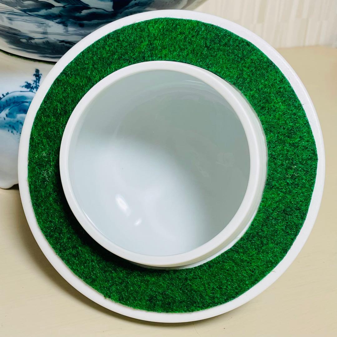 有田焼 勝右衛門作 飾壺 沈香壺 染付山水 立札付 高さ 約49cm