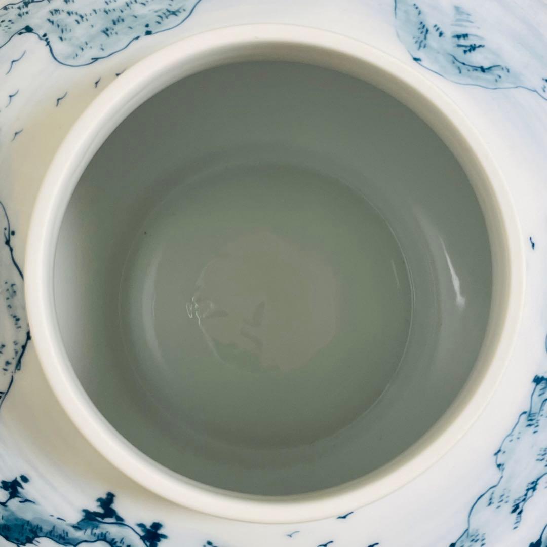 有田焼 勝右衛門作 飾壺 沈香壺 染付山水 立札付 高さ 約49cm