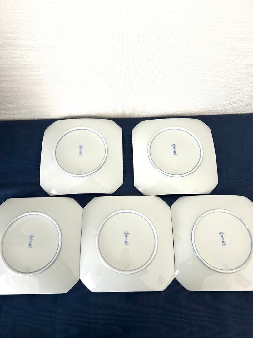 深川製磁　角皿　古代バラ　美品　5枚セット