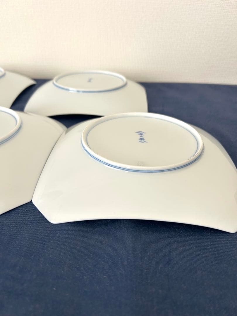 深川製磁　角皿　古代バラ　美品　5枚セット