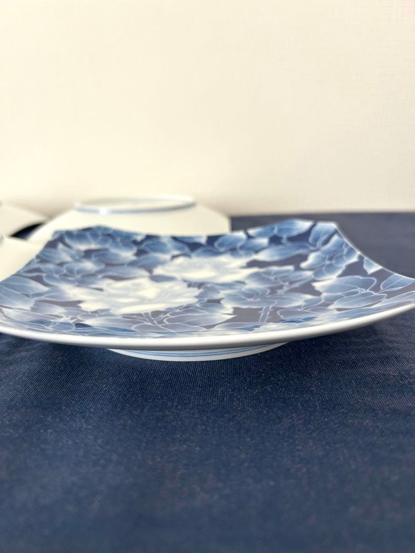 深川製磁　角皿　古代バラ　美品　5枚セット