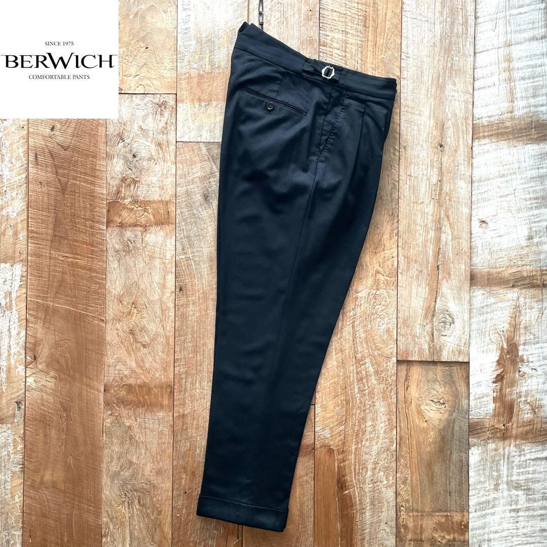 【美品】BERWICH scotch カノニコ ウール スラックス パンツ 48