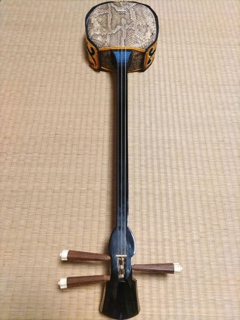 【沖縄音楽】沖縄 三線 （本蛇革）布袋、替え弦、爪、教則本、工工四楽譜付きCD