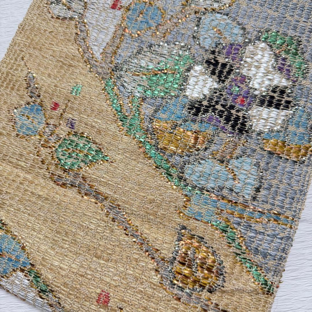 m-82 帯屋捨松 モザイクモール 花 名古屋帯 正絹