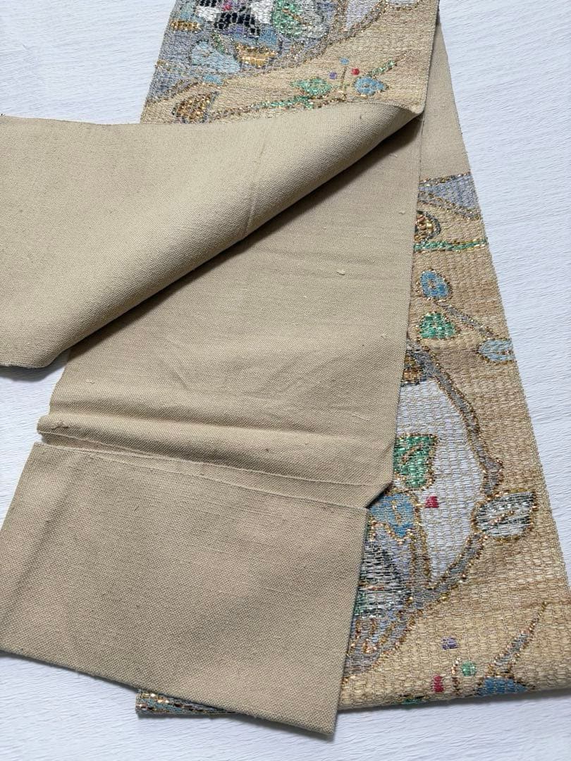 m-82 帯屋捨松 モザイクモール 花 名古屋帯 正絹