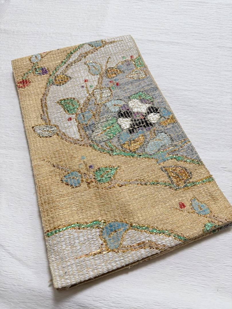 m-82 帯屋捨松 モザイクモール 花 名古屋帯 正絹