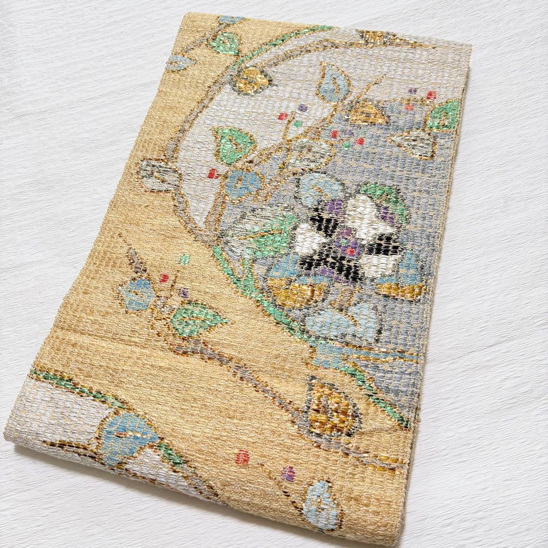 m-82 帯屋捨松 モザイクモール 花 名古屋帯 正絹