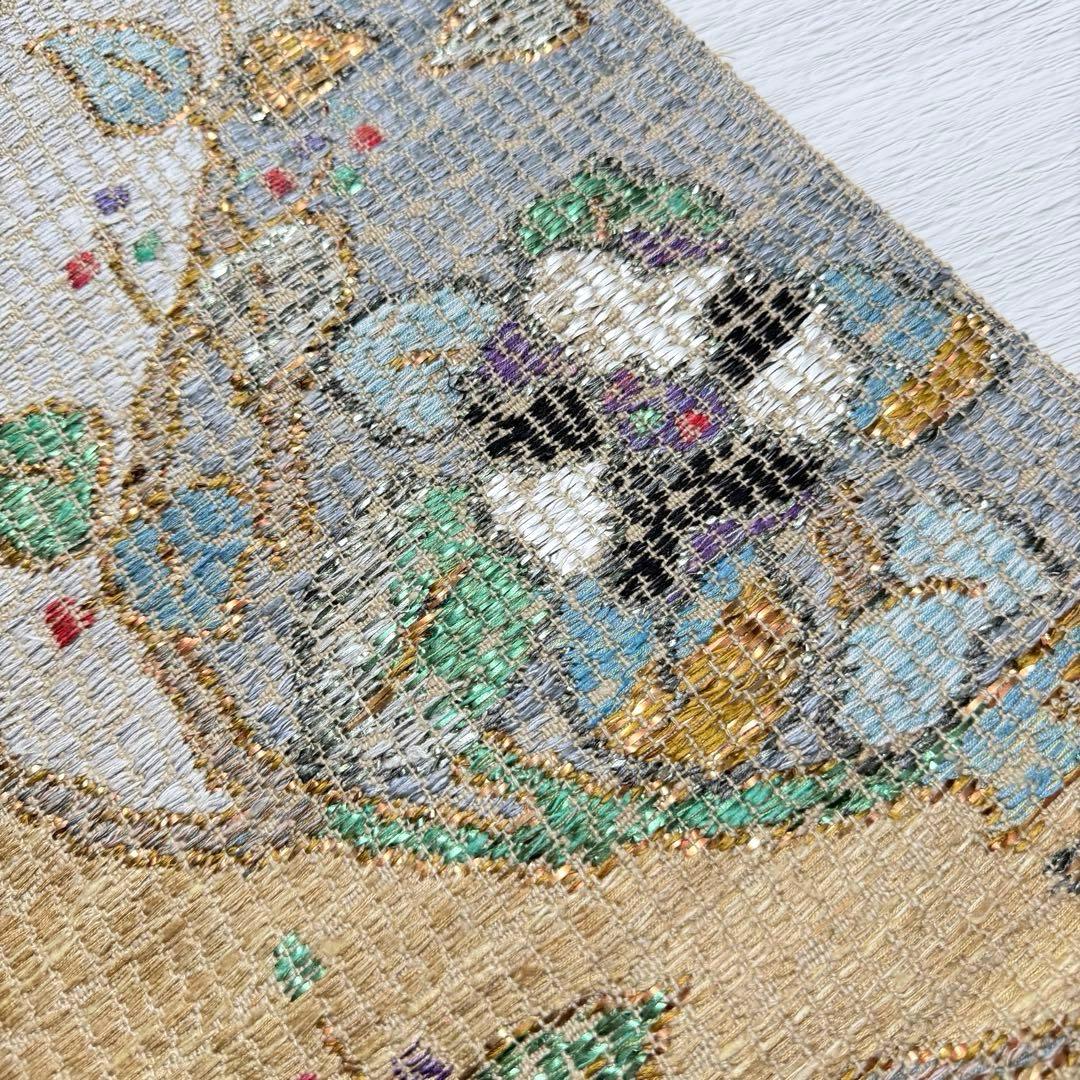 m-82 帯屋捨松 モザイクモール 花 名古屋帯 正絹