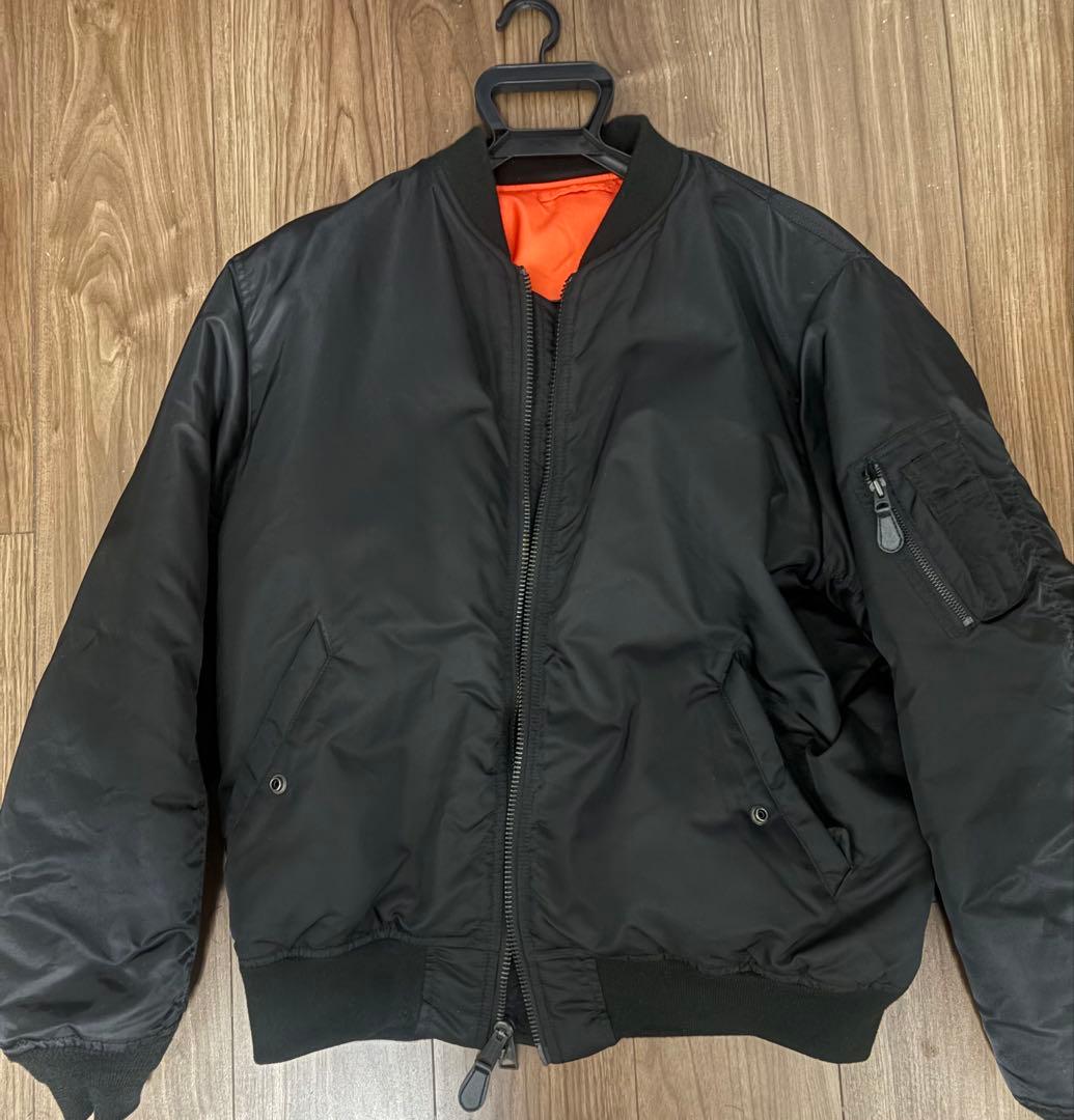 【美品】AVIREX MA-1 フライトジャケット バックロゴ ブラック 2XL