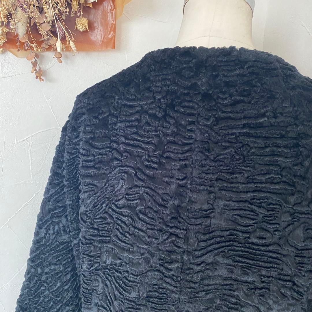 極美品　‘S MaxMara ベロア　ノーカラー　ロングコート　ブラック