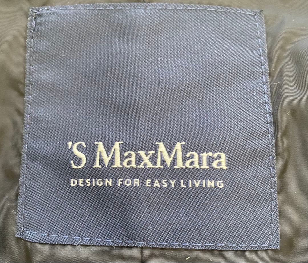 極美品　‘S MaxMara ベロア　ノーカラー　ロングコート　ブラック