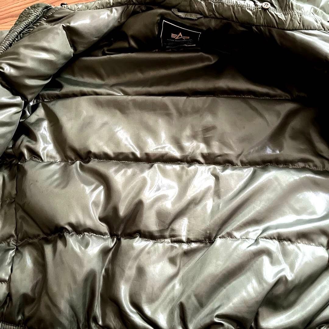 ALPHA INDUSTRIES ダウンジャケット XL カーキ ネックボア