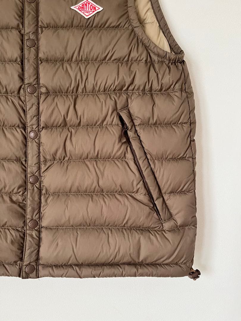 DANTONダントン▪️クルーネックインナーダウンベスト▪️34XS▪️モカ