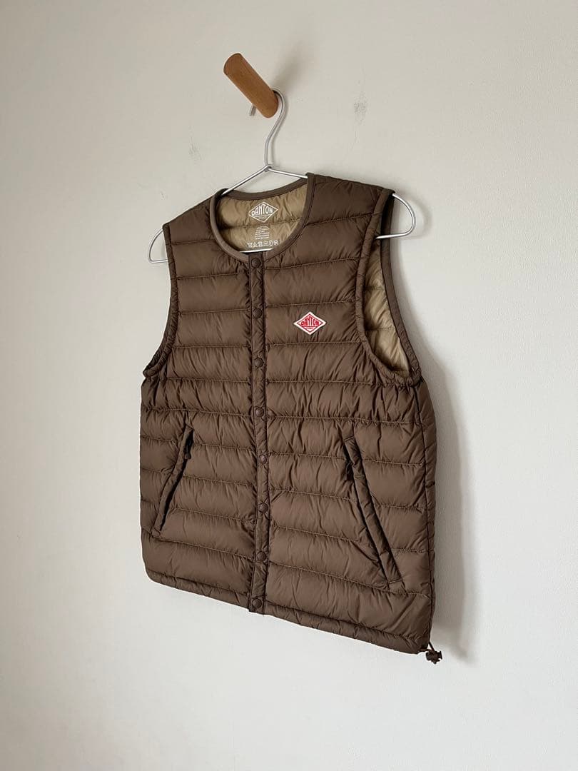 DANTONダントン▪️クルーネックインナーダウンベスト▪️34XS▪️モカ