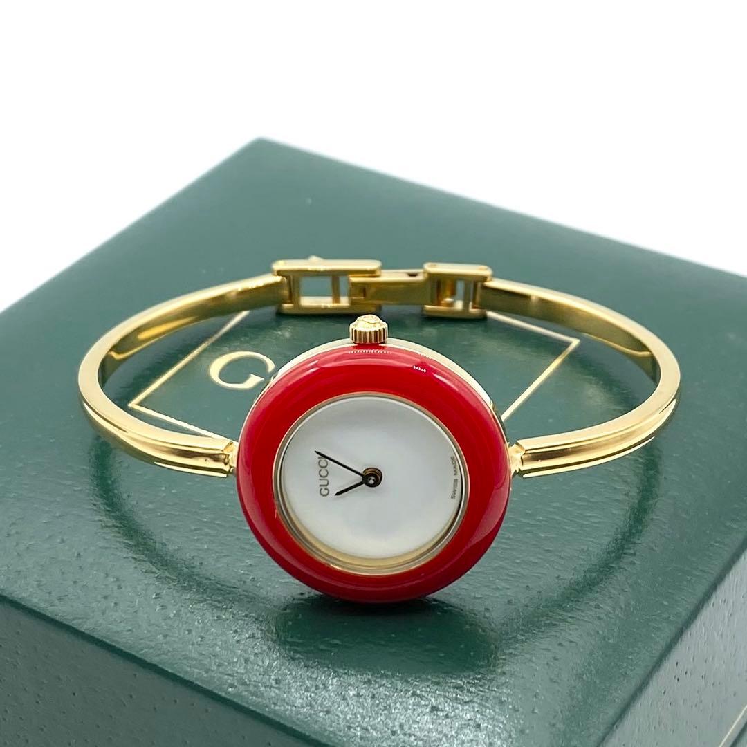 極良品☆稼働　グッチ　新品電池　チェンジベゼル　レディース腕時計